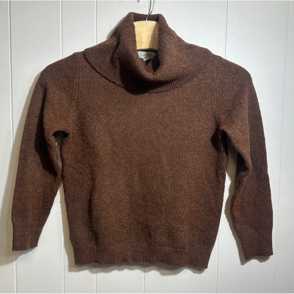 Charlie Paige Brown‎ Cowl Neck Sweater Womens Sz M Marl Knit Wool Blend Pullover